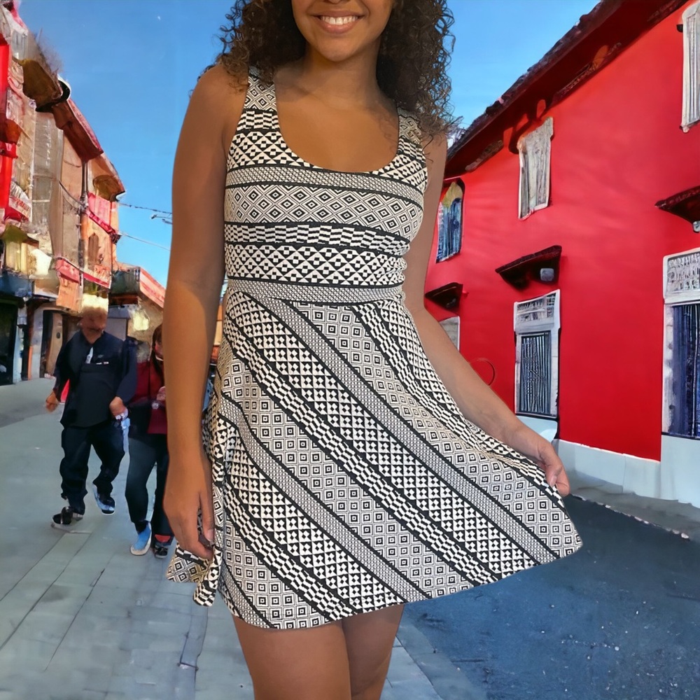 Black and white mini dress
